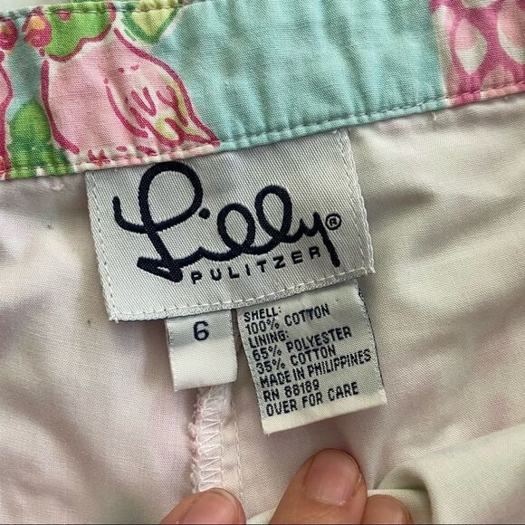 LILLY‎ PULITZER WHITE LABEL VINTAGE CAPRIS PANTS, HYACINTH TROPICAL PRINT SZ 6 - Picture 5 of 10